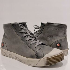 Softinos by Fly London “Kip” High Top Grey Leather Sneaker Shoes Size 40